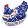 13-inch Stoneware Hen Shaped Jar - Polmedia Polish Pottery H5921M