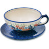 13 oz Stoneware Cup with Saucer - Polmedia Polish Pottery H8433L