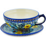 13 oz Stoneware Cup with Saucer - Polmedia Polish Pottery H8436L