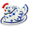 14-inch Stoneware Dish with Hen Cover - Polmedia Polish Pottery H7683D
