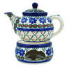15 oz Stoneware Tea or Coffe Pot with Heater - Polmedia Polish Pottery H7608G