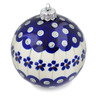 4-inch Stoneware Christmas Ball Ornament - Polmedia Polish Pottery H1412L