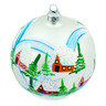 4-inch Stoneware Christmas Ball Ornament - Polmedia Polish Pottery H5894N