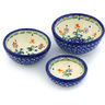 4-inch Stoneware Set of 3 Nesting Bowls - Polmedia Polish Pottery H0400C
