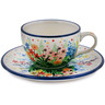 4 oz Stoneware Cup with Saucer - Polmedia Polish Pottery H5550L