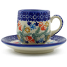 4 oz Stoneware Espresso Cup with Saucer - Polmedia Polish Pottery H5031J