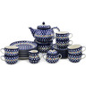 40 oz Stoneware Dessert Set for 6 with Heater - Polmedia Polish Pottery H9033K