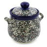 6-inch Stoneware Jar with Lid and Handles - Polmedia Polish Pottery H7626J