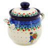 6-inch Stoneware Jar with Lid and Handles - Polmedia Polish Pottery H7631J