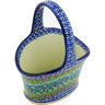 7-inch Stoneware Basket with Handle - Polmedia Polish Pottery H3317G