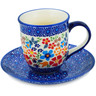 7 oz Stoneware Cup with Saucer - Polmedia Polish Pottery H2489M