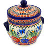 8-inch Stoneware Jar with Lid and Handles - Polmedia Polish Pottery H1249E