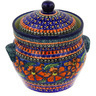 8-inch Stoneware Jar with Lid and Handles - Polmedia Polish Pottery H1250E