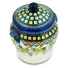8-inch Stoneware Jar with Lid and Handles - Polmedia Polish Pottery H3529M