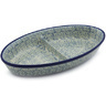 9-inch Stoneware Divided Dish - Polmedia Polish Pottery H1551H