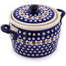 9-inch Stoneware Jar with Lid and Handles - Polmedia Polish Pottery H0807G