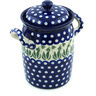 9-inch Stoneware Jar with Lid and Handles - Polmedia Polish Pottery H6105H