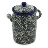 9-inch Stoneware Jar with Lid and Handles - Polmedia Polish Pottery H8550J