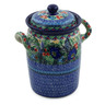 9-inch Stoneware Jar with Lid and Handles - Polmedia Polish Pottery H8558J