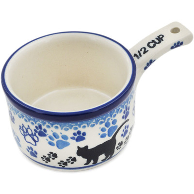 Polish Pottery 1/2 Cup Measuring Cup Boo Boo Kitty Paws