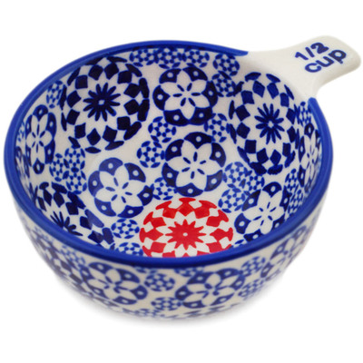 Polish Pottery 1/2 Cup Measuring Cup Bullseye UNIKAT