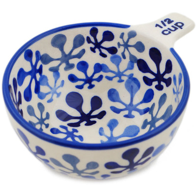 Polish Pottery 1/2 Cup Measuring Cup Flower Clouds UNIKAT