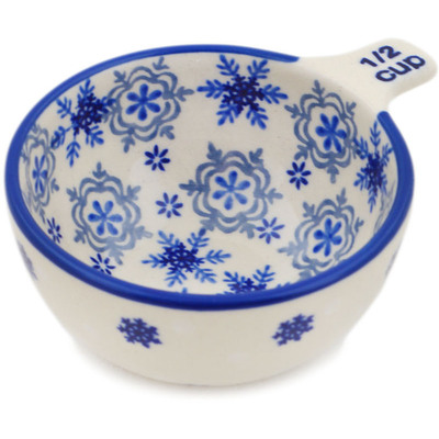 Polish Pottery 1/2 Cup Measuring Cup Flurry Fun UNIKAT