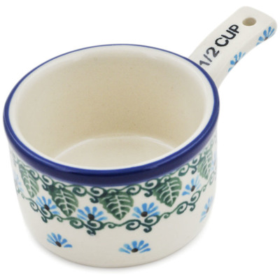 Polish Pottery 1/2 Cup Measuring Cup Forget Me Not UNIKAT