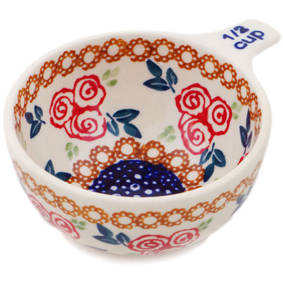 Polish Pottery 1/2 Cup Measuring Cup Radiant Roses