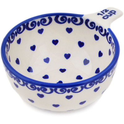 Polish Pottery 1/2 Cup Measuring Cup Sea Of Hearts