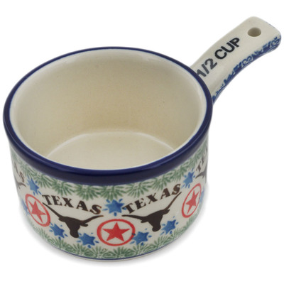 Polish Pottery 1/2 Cup Measuring Cup Texas Longhorns