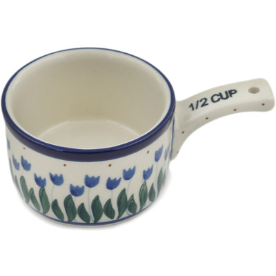 Polish Pottery 1/2 Cup Measuring Cup Water Tulip