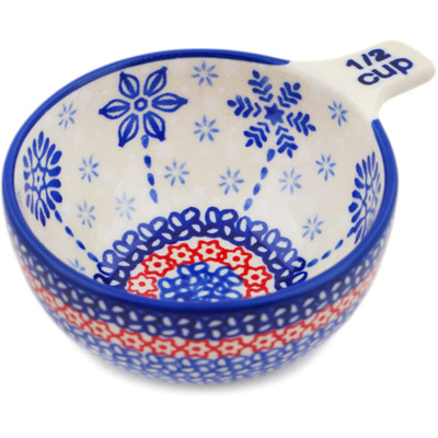 Polish Pottery 1/2 Cup Measuring Cup Winter Sights UNIKAT