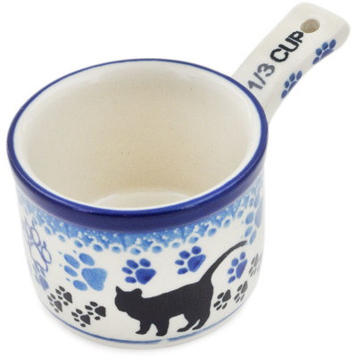 Polish Pottery 1/3  Cup Measuring Cup Boo Boo Kitty Paws