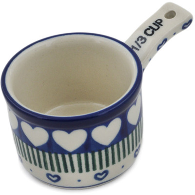 Polish Pottery 1/3  Cup Measuring Cup Fancy Heart