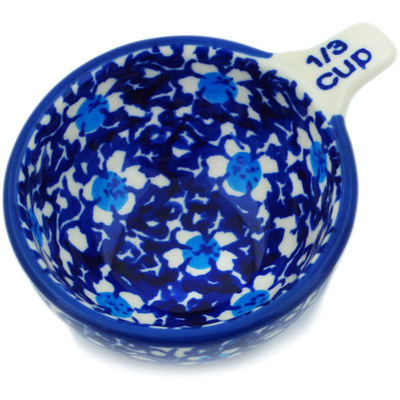 Polish Pottery 1/3 Cup Measuring Cup Flowers On The Lake