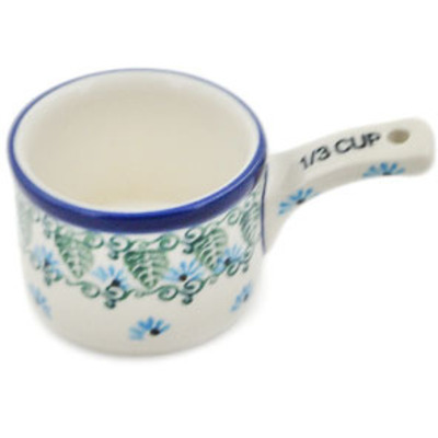 Polish Pottery 1/3  Cup Measuring Cup Forget Me Not UNIKAT
