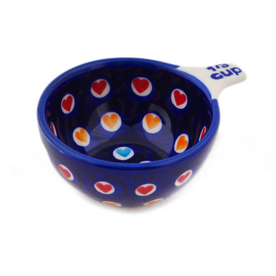 Polish Pottery 1/3 Cup Measuring Cup Heart Disco UNIKAT