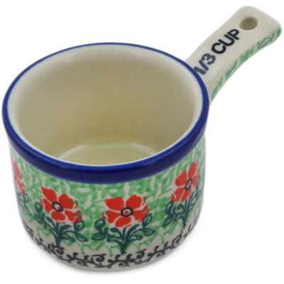 Polish Pottery 1/3  Cup Measuring Cup Maraschino