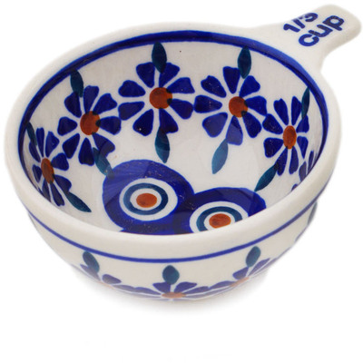 Polish Pottery 1/3 Cup Measuring Cup Peacock