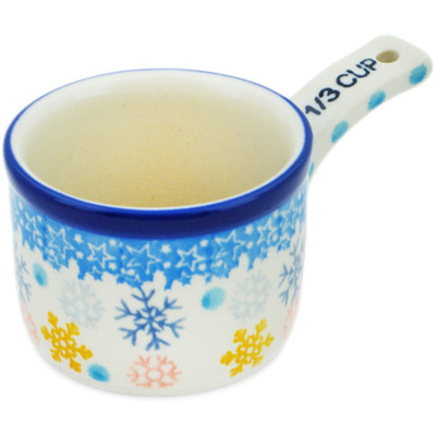 Polish Pottery 1/3  Cup Measuring Cup Snow Bliss