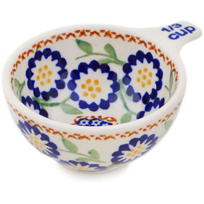 Polish Pottery 1/3 Cup Measuring Cup Spring Yellow Posey