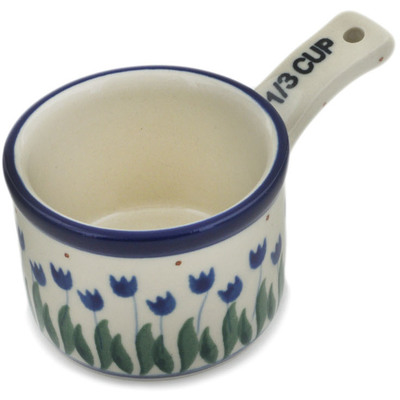 Polish Pottery 1/3  Cup Measuring Cup Water Tulip