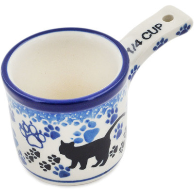 Polish Pottery 1/4 Cup Measuring Cup  Boo Boo Kitty Paws