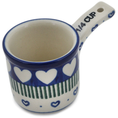 Polish Pottery 1/4 Cup Measuring Cup  Fancy Heart