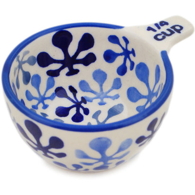 Polish Pottery 1/4 Cup Measuring Cup Flower Clouds UNIKAT