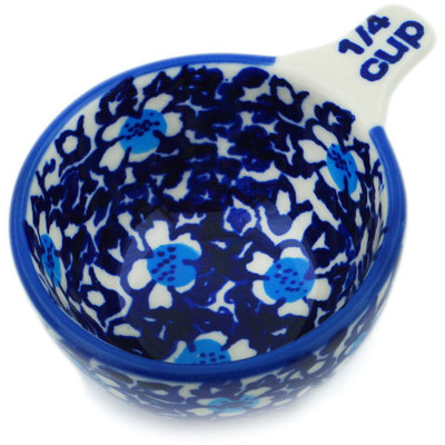 Polish Pottery 1/4 Cup Measuring Cup Flowers On The Lake