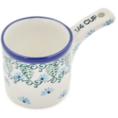 Polish Pottery 1/4 Cup Measuring Cup  Forget Me Not UNIKAT