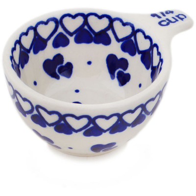 Polish Pottery 1/4 Cup Measuring Cup Heart To Heart