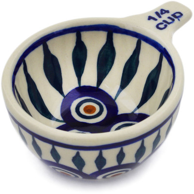 Polish Pottery 1/4 Cup Measuring Cup Peacock